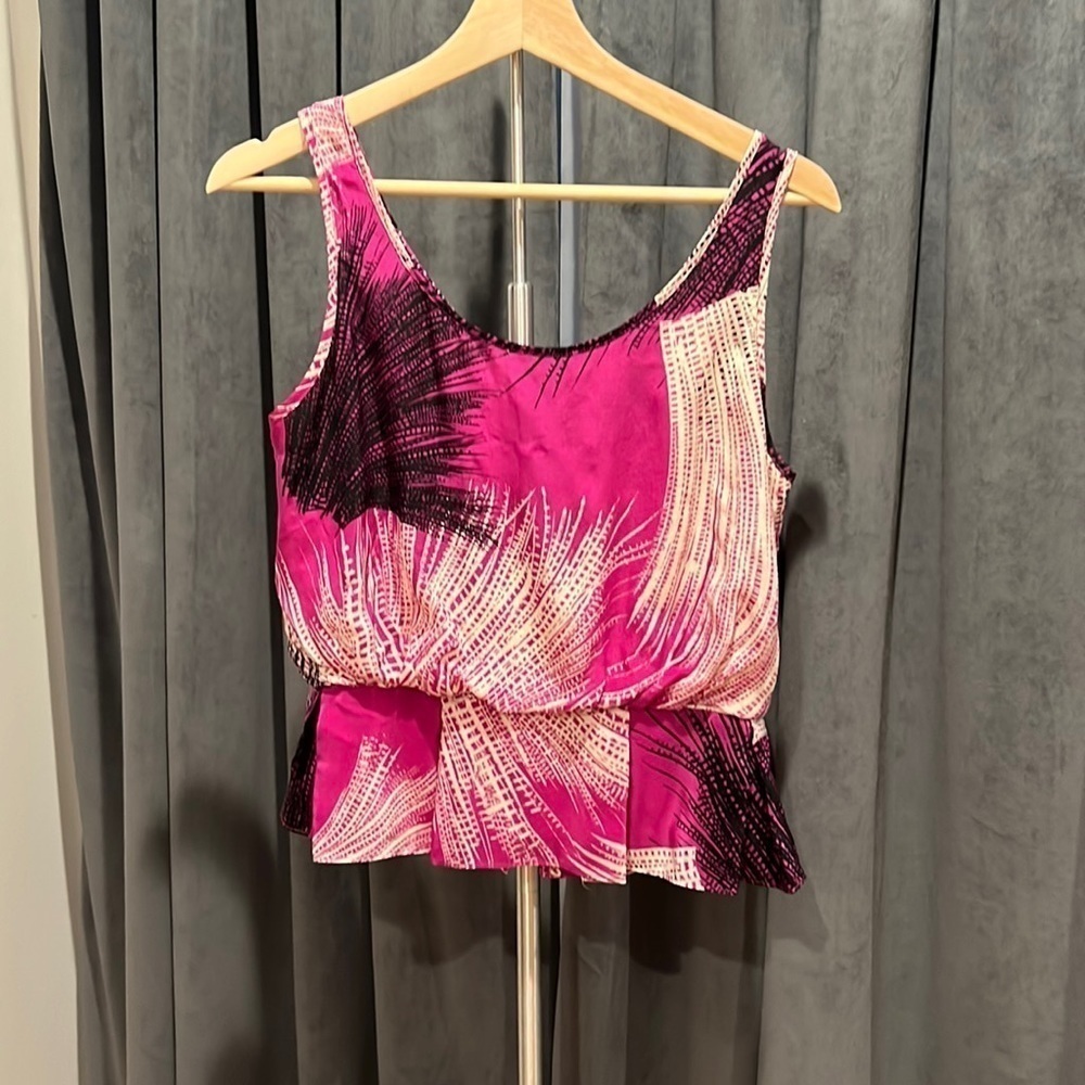 Anthropologie Sariah silk blouson peplum Barbie core top